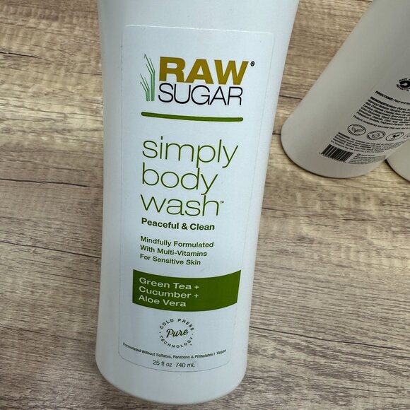 Lot Of 3 Raw Sugar BODY WASH Watermelon Mint, Cucumber + Green Tea  25 fl oz - Picture 3 of 7
